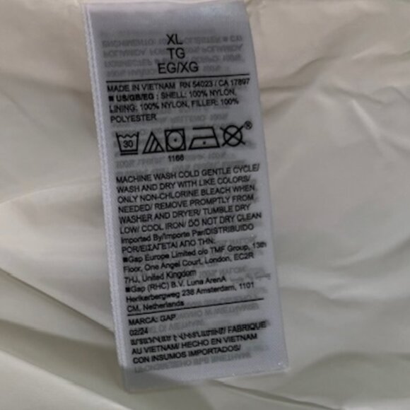 GAP Cold Control Puffer Jacket Women's XL Ivory Cream Frost Water Resistant NWT - Picture 7 of 8
